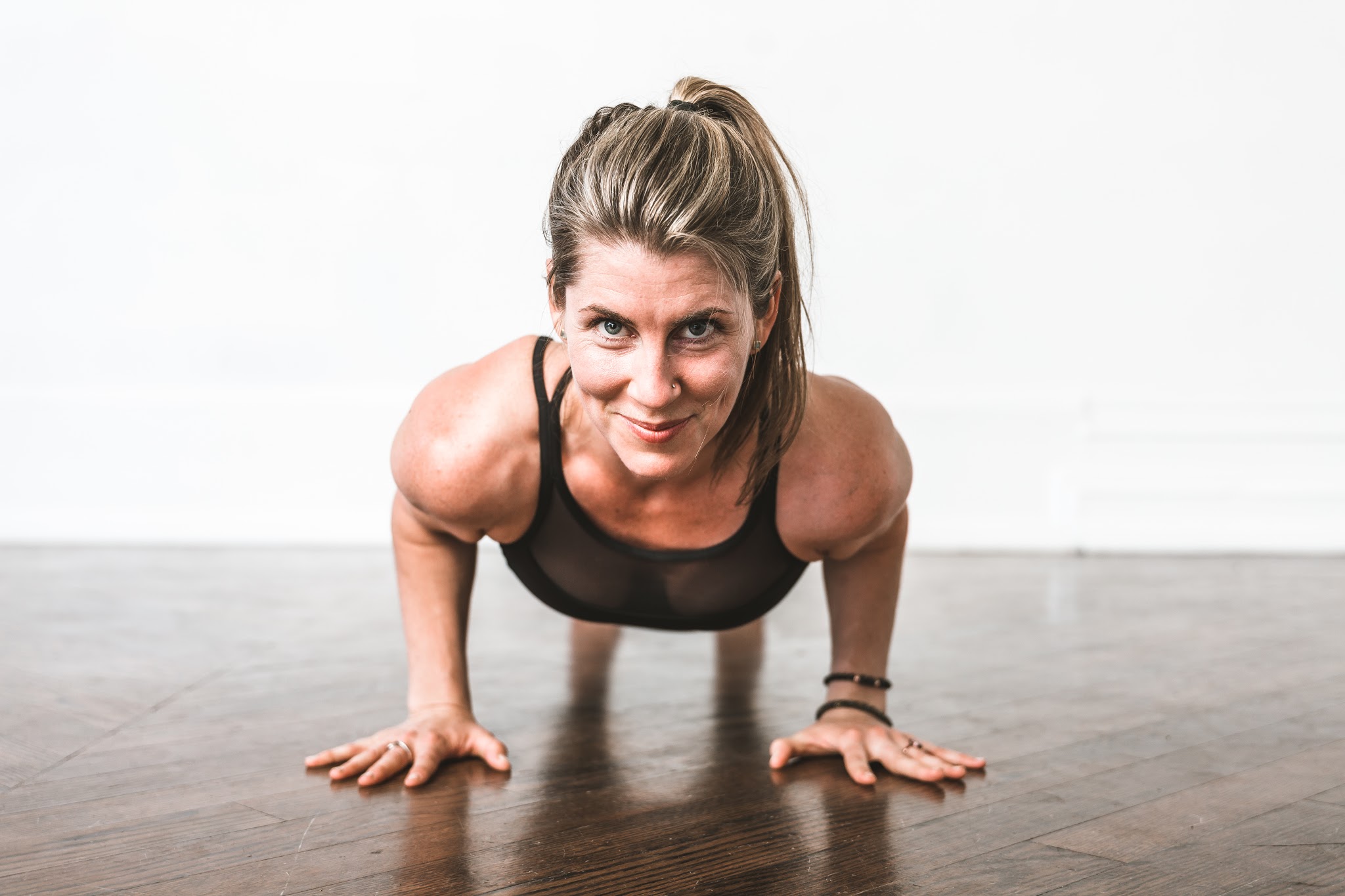 a person in a low plank pose