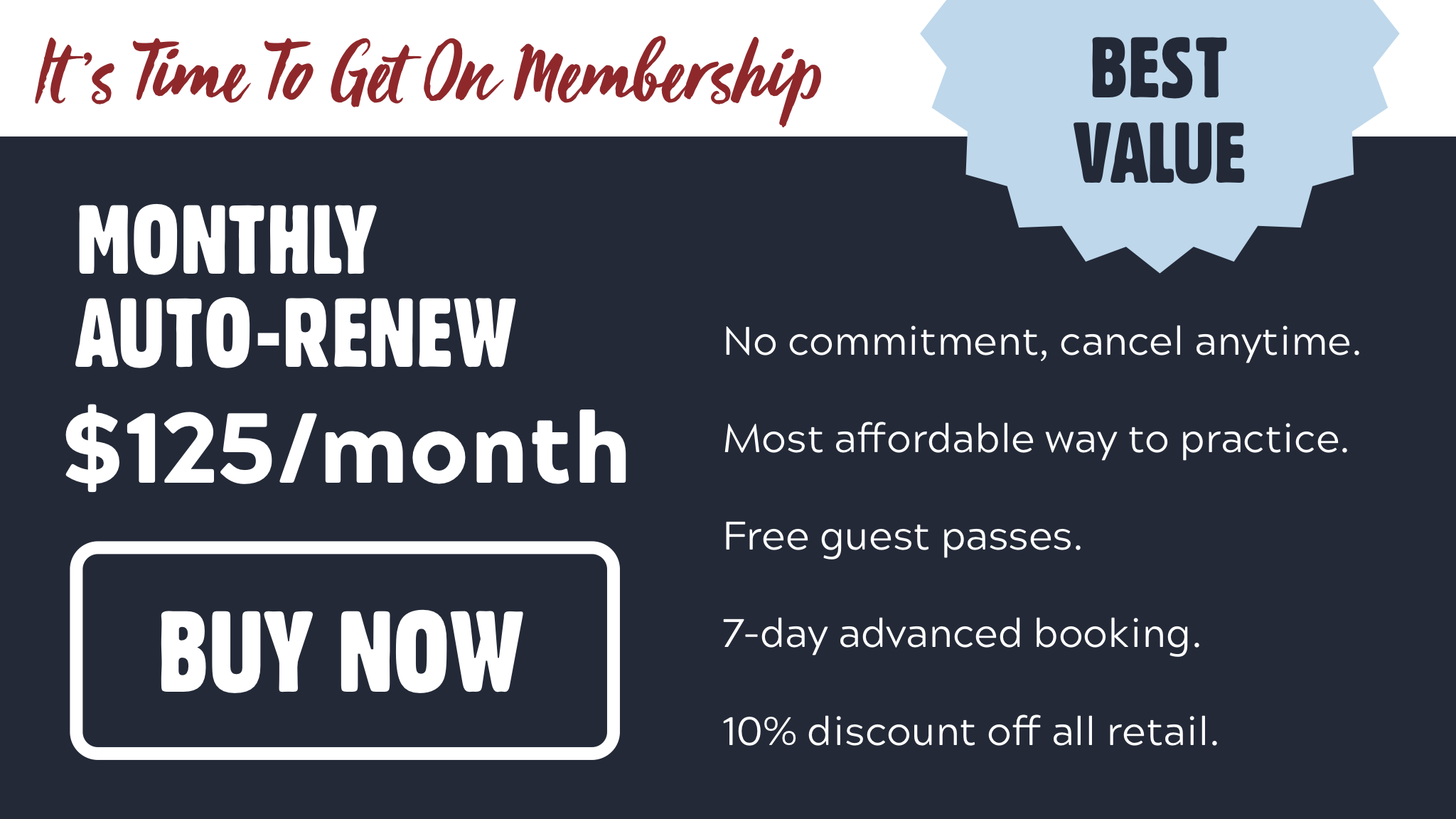 membership buy button $125 per month