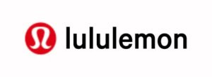 lululemon logo in red against white background with black font for the name "lululemon".