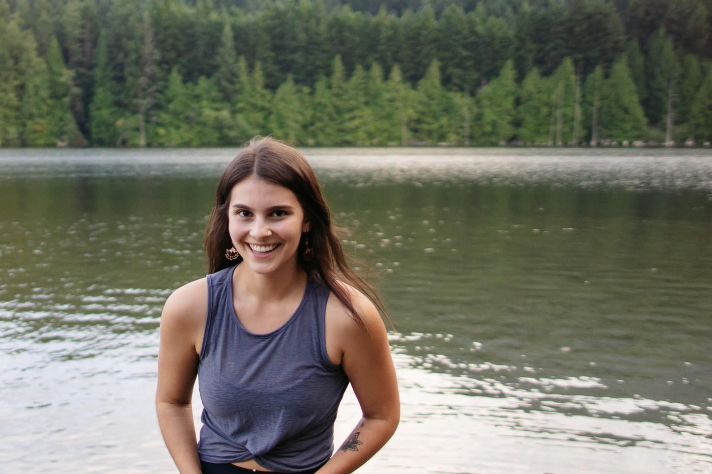Megan Z in lake smiling.