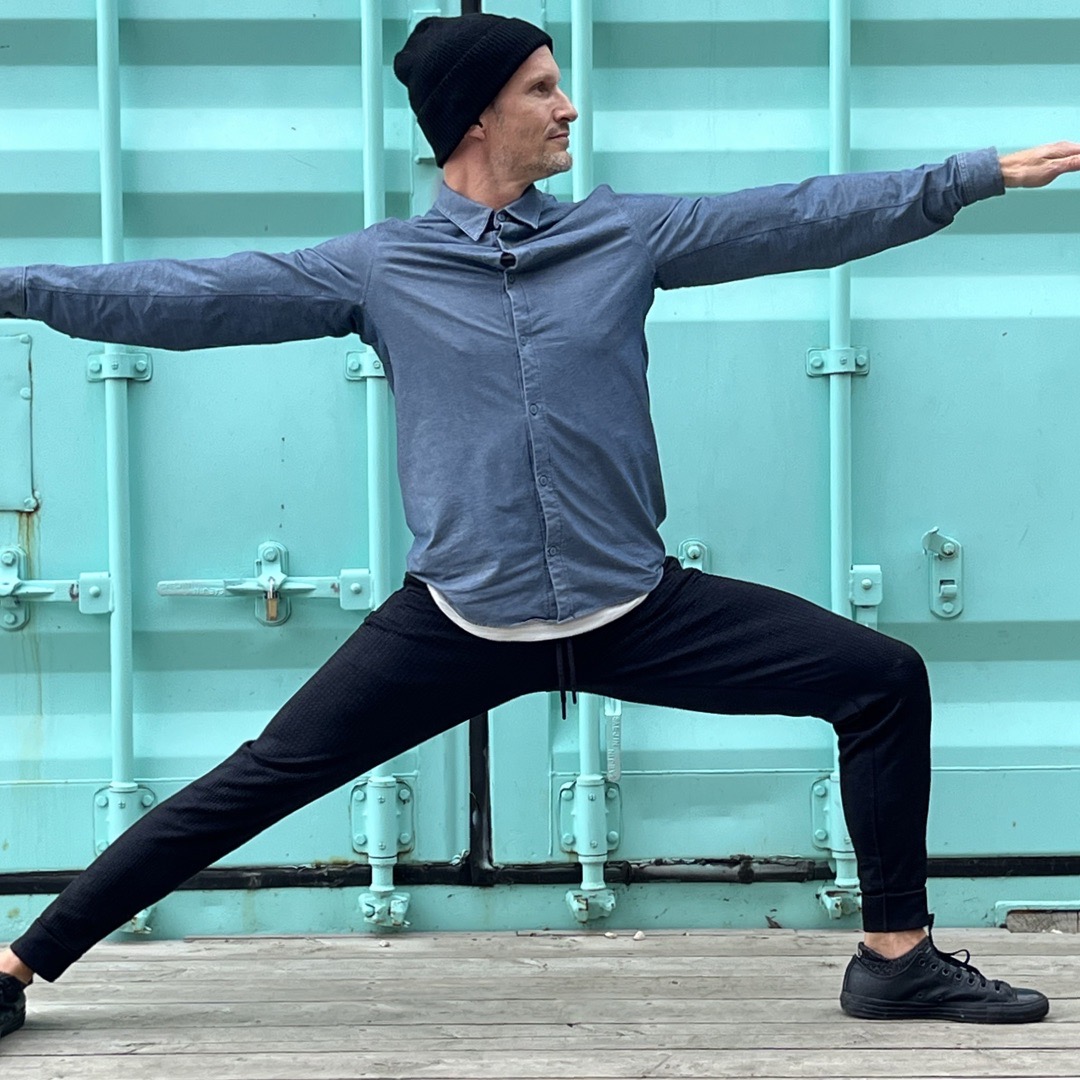 A person doing warrior two pose